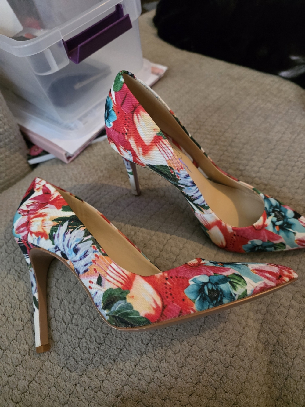 Jessica Simpson Multicolor Floral Pointed-Toe Stiletto Heels